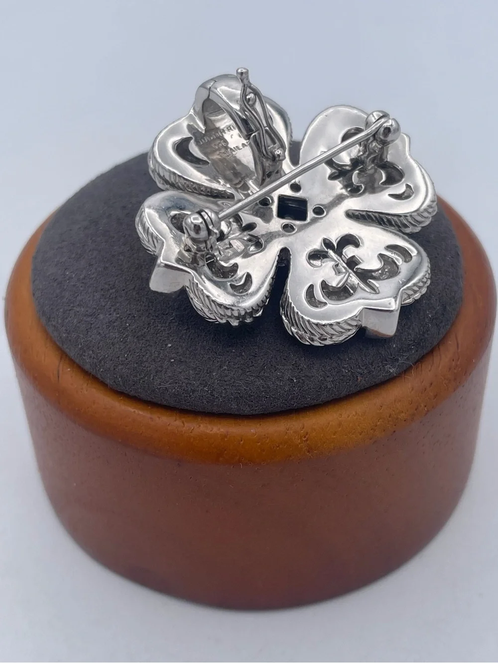 Judith Ripka Sterling Silver 925 Garnet CZ Floral Enhancer Pendant Brooch Pin